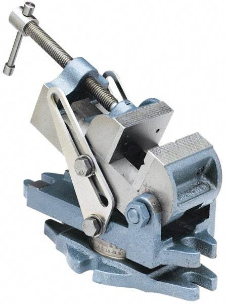 Palmgren - 2-7/8" Jaw Width, 2-1/2" Jaw Opening Capacity, Angle Stationary Machine Vise - Manual Operation, 1 Station, 9" Long x 3-7/8" High x 1-1/2" Deep, 30,000 psi Max Clamp Force, Cast Iron - Best Tool & Supply