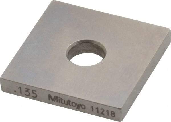 Mitutoyo - 0.135" Square Steel Gage Block - Accuracy Grade 0, Includes Certificate of Inspection - Best Tool & Supply