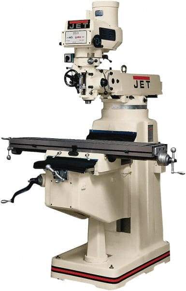 Jet - 10" Table Width x 50" Table Length, Variable Speed Pulley Control, 3 Phase Knee Milling Machine - R8 Spindle Taper, 3 hp - Best Tool & Supply