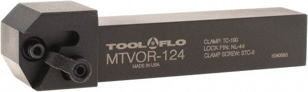 Tool-Flo - External Thread, Right Hand Cut, 3/4" Shank Width x 3/4" Shank Height Indexable Threading Toolholder - 4-1/2" OAL, T.MA/C 43 Insert Compatibility, MTVO Toolholder, Series On-Edge - Best Tool & Supply