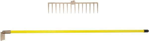 Ampco - Rake with 58" Straight Fiberglass Handle - 14-1/4" Blade Width, 14 Tines, 2-3/4" Tine Length - Best Tool & Supply