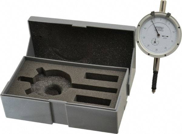 Fowler - 0.4" Range, 0-50-0 Dial Reading, 0.0005" Graduation Dial Drop Indicator - Revolution Counter - Best Tool & Supply