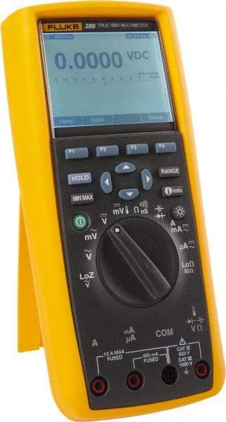 Fluke - 289, CAT IV, CAT III, 1,000 VAC/VDC, Digital True RMS Auto Ranging Manual Ranging Multimeter - 500 mOhm, Measures Voltage, Capacitance, Current, Frequency, Resistance, Temperature - Best Tool & Supply