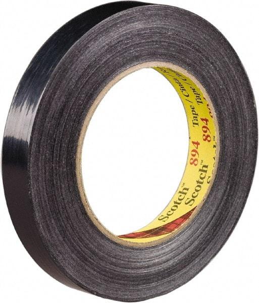 3M - 18mm x 55m Black Rubber Adhesive Strapping Tape - Polypropylene Film Backing, 6 mil Thick, 300 Lb Tensile Strength, Series 894 - Best Tool & Supply