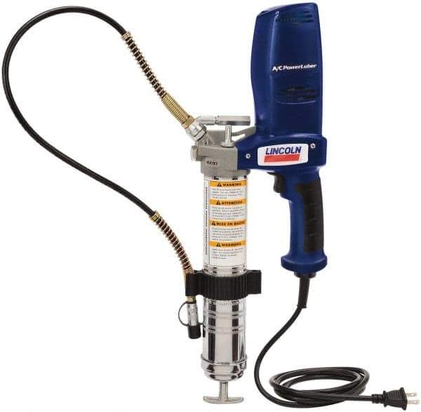 Lincoln - 7,000 Max psi, Flexible Electric Grease Gun - 14-1 & 2 oz (Cartridge) & 16 oz (Bulk) Capacity, 1/8 Thread Outlet, Bulk & Cartridge Fill, Includes 6" Power Card, Compact Carrying Case, Coupler & Valves - Best Tool & Supply