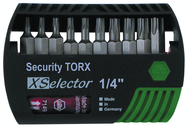 10 Piece - T7s; T8s; T9s; Ts10s; Ts15s; T20s; T25s; T27s; T30s; T40s - Quick Release Holder - Security Torx Insert Bit Set in XSelector Storage Box - Best Tool & Supply