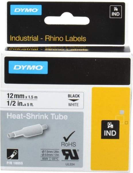 Dymo - 60" Long, White Heat Shrinkable Polyolefin Heat Shrink Tubing - For RhinoPRO 3000 - Best Tool & Supply