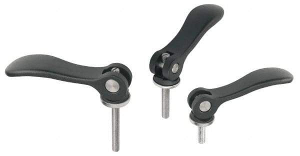 KIPP - M6 x 1.0, 0.59" Hub Diam, Black Powder Coat Cast Aluminum Adjustable Clamping Handle - 0.78" Stud Length - Best Tool & Supply