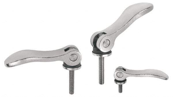 KIPP - M5 x 0.8, 0.59" Hub Diam, Stainless Steel Adjustable Clamping Handle - 1.57" Stud Length - Best Tool & Supply