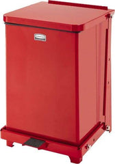 Rubbermaid - 7 Gal Square Unlabeled Trash Can - 17" High x 12" Long x 12" Wide, Red, Stainless Steel - Best Tool & Supply