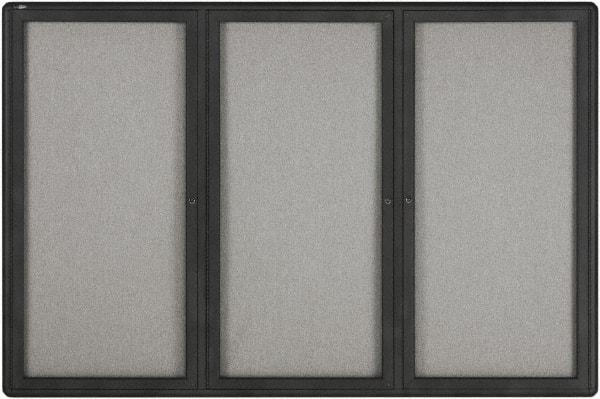 Quartet - 72" Wide x 48" High Enclosed Cork Bulletin Board - Gray - Best Tool & Supply