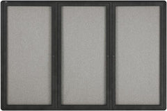 Quartet - 72" Wide x 48" High Enclosed Cork Bulletin Board - Gray - Best Tool & Supply