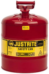 Justrite - 5 Gal Galvanized Steel Type I Safety Can - 16-7/8" High x 11-3/4" Diam, Red with Yellow - Best Tool & Supply