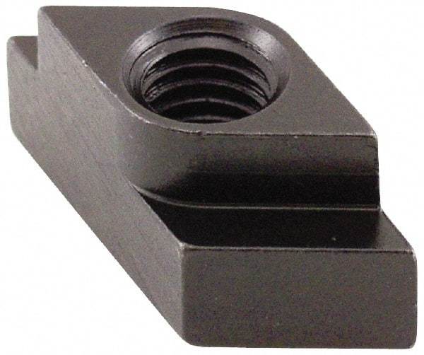 Jergens - 1/2-13 Tapped Through Quarter Turn T Slot Nut - 0.683" Slot Width, 11/16 x 7/16" Base Width x Height, 1-1/8 x 3/4" OAL x Height - Best Tool & Supply