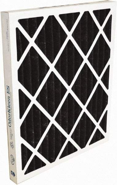 Made in USA - 24" Noml Height x 24" Noml Width x 2" Noml Depth, 70% Capture Efficiency, Wire-Backed Pleated Air Filter - MERV 8, Cotton/Polyester & Activated Carbon, Integrated Beverage Board Frame, 500 Max FPM, 2,000 CFM, For Any Unit - Best Tool & Supply