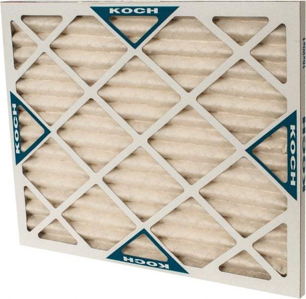 Made in USA - 16" Noml Height x 20" Noml Width x 1" Noml Depth, 30 to 35% Capture Efficiency, Wire-Backed Pleated Air Filter - MERV 8, Synthetic with Antimicrobial Protection, Integrated Beverage Board Frame, 300 Max FPM, 670 CFM, For Any Unit - Best Tool & Supply