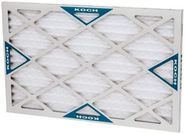 Made in USA - 16" Noml Height x 25" Noml Width x 1" Noml Depth, 30 to 35% Capture Efficiency, Wire-Backed Pleated Air Filter - MERV 8, Synthetic with Antimicrobial Protection, Integrated Beverage Board Frame, 300 Max FPM, 840 CFM, For Any Unit - Best Tool & Supply