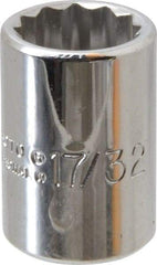 Proto - 17/32", 3/8" Drive, Standard Hand Socket - 12 Points, 1-1/8" OAL, Alloy Steel, Chrome Finish - Best Tool & Supply