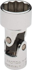 Proto - 3/8" Drive, Standard Hand Socket - 12 Points, 2-3/32" OAL, Alloy Steel, Chrome Finish - Best Tool & Supply