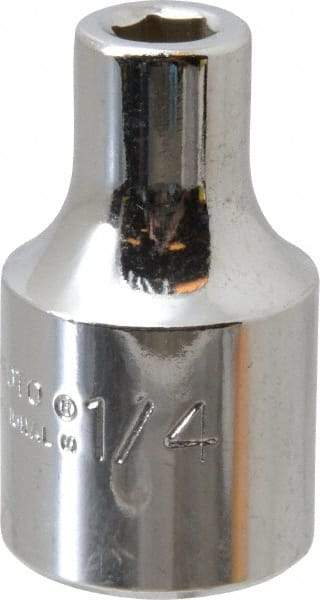 Proto - 1/4", 1/2" Drive, Standard Hand Socket - 6 Points, 1-31/64" OAL, Alloy Steel, Chrome Finish - Best Tool & Supply