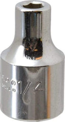 Proto - 1/4", 1/2" Drive, Standard Hand Socket - 6 Points, 1-31/64" OAL, Alloy Steel, Chrome Finish - Best Tool & Supply