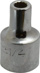 Proto - 1/4", 1/2" Drive, Standard Hand Socket - 12 Points, 1-31/64" OAL, Alloy Steel, Chrome Finish - Best Tool & Supply