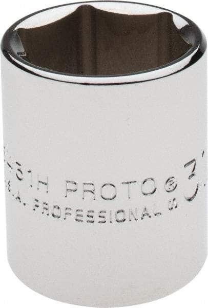 Proto - 31/32", 1/2" Drive, Standard Hand Socket - 6 Points, 1-9/16" OAL, Alloy Steel, Chrome Finish - Best Tool & Supply