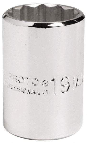 Proto - 1/2" Drive, Standard Hand Socket - 12 Points, 2-1/4" OAL, Alloy Steel, Chrome Finish - Best Tool & Supply