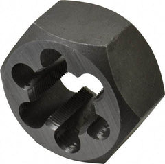 Interstate - M24x1.00 Metric Fine Thread, 1-13/16" Hex, Right Hand Thread, Hex Rethreading Die - Carbon Steel, 1" Thick - Exact Industrial Supply