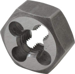 Interstate - M9x1.00 Metric Fine Thread, 25/32" Hex, Right Hand Thread, Hex Rethreading Die - Carbon Steel, 3/8" Thick - Exact Industrial Supply