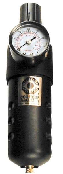 Coilhose Pneumatics - 1/4" NPT Port Compact 1 Piece Filter/Regulator FRL Unit - Polycarbonate Bowl, 48 SCFM, 150 Max psi, 8" High, Automatic Drain - Best Tool & Supply