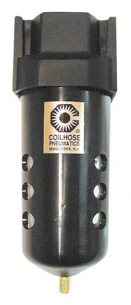 Coilhose Pneumatics - 3/4" Port, 7" High x 2-3/4" Wide, Standard FRL Filter with Polycarbonate Bowl & Automatic Drain - 125 SCFM, 150 Max psi, 120°F Max, Modular Connection, Bowl Guard, 8.5 oz Bowl Capacity - Best Tool & Supply