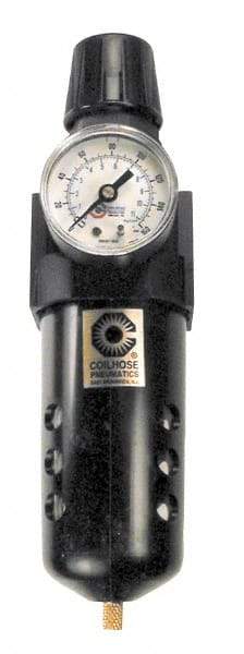 Coilhose Pneumatics - 1/2" NPT Port Standard 1 Piece Filter/Regulator FRL Unit - Polycarbonate Bowl, 127 SCFM, 150 Max psi, 10.5" High, Manual Drain - Best Tool & Supply