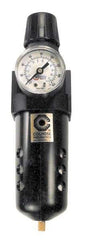 Coilhose Pneumatics - 1/2" NPT Port Standard 1 Piece Filter/Regulator FRL Unit - Polycarbonate Bowl, 127 SCFM, 150 Max psi, 10.5" High, Automatic Drain - Best Tool & Supply