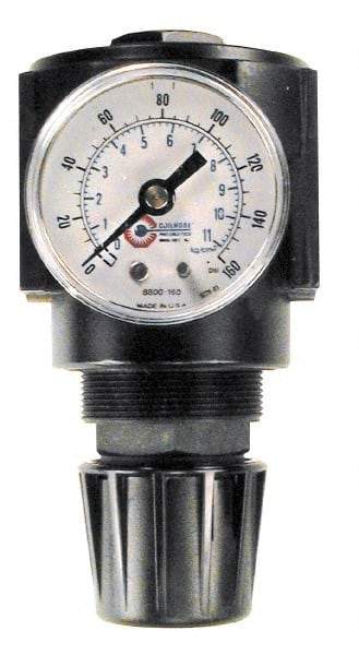 Coilhose Pneumatics - 1/2 NPT Port, 120 CFM, Cast Aluminum Standard Regulator - 0 to 250 psi Range, 250 Max psi Supply Pressure, 1/4" Gauge Port Thread, 2-3/4" Wide x 5-1/2" High - Best Tool & Supply