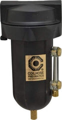 Coilhose Pneumatics - 1/4" Port, 5" High, FRL Filter with Aluminum Bowl & Manual Drain - 250 Max psi, 250°F Max, 4 oz Bowl Capacity - Best Tool & Supply