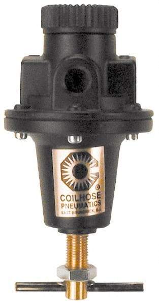 Coilhose Pneumatics - 1 NPT Port, 160 CFM, Cast Aluminum Heavy-Duty T-Handle Regulator - 0 to 125 psi Range, 250 Max psi Supply Pressure, 1/4" Gauge Port Thread, 5" Wide x 8-1/2" High - Best Tool & Supply