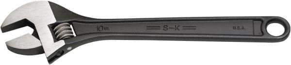 SK - 1-1/8" Jaw Capacity, 10" Standard Adjustable Wrench - Steel, Black Finish, 10" OAL - Best Tool & Supply