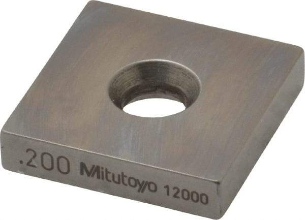 Mitutoyo - 0.2" Square Steel Gage Block - Accuracy Grade 0, Includes Certificate of Inspection - Best Tool & Supply