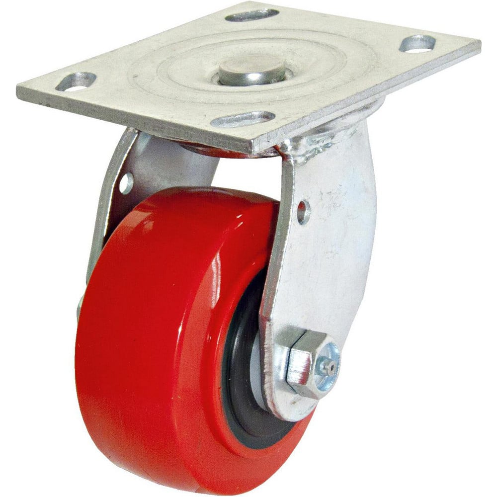 Swivel Top Plate Caster: Polyurethane, 3-15/16″ Wheel Dia, 2″ Wheel Width, 441 lb Capacity, 5-9/16″ OAH 4″ Plate Length, 4.5″ Plate Width, No Brake