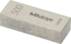 Mitutoyo - 0.5" Rectangular Steel Gage Block - Accuracy Grade AS-1, Includes Certificate of Inspection - Best Tool & Supply