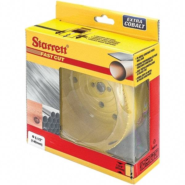 Starrett - 5-1/4" Diam, 1-5/8" Cutting Depth, Hole Saw - High Speed Steel Saw, Toothed Edge - Best Tool & Supply