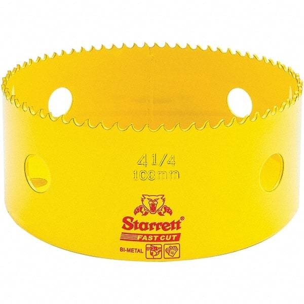 Starrett - 4-1/4" Diam, 1-5/8" Cutting Depth, Hole Saw - High Speed Steel Saw, Toothed Edge - Best Tool & Supply