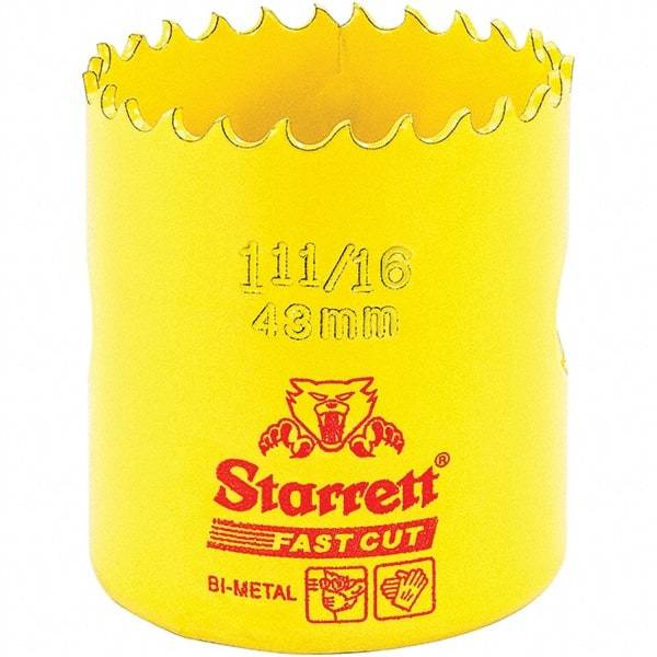 Starrett - 1-11/16" Diam, 1-5/8" Cutting Depth, Hole Saw - High Speed Steel Saw, Toothed Edge - Best Tool & Supply