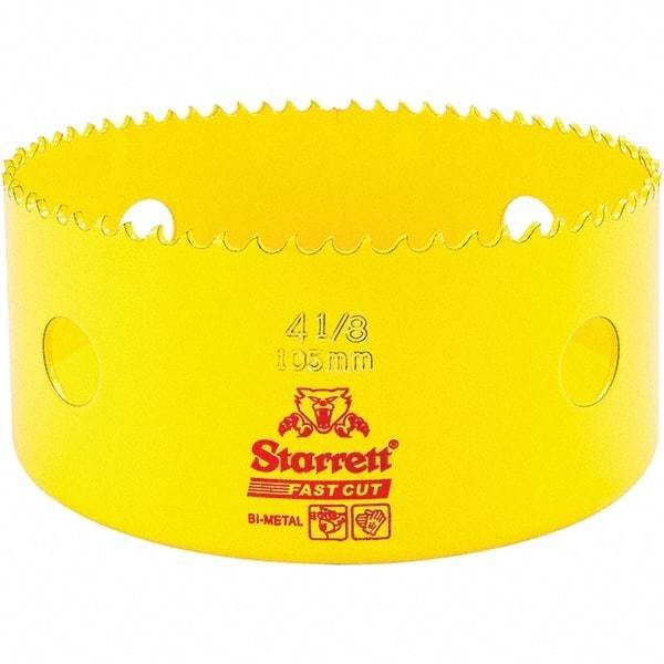 Starrett - 4-1/8" Diam, 1-5/8" Cutting Depth, Hole Saw - High Speed Steel Saw, Toothed Edge - Best Tool & Supply