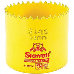 Starrett - 2-1/16" Diam, 1-5/8" Cutting Depth, Hole Saw - High Speed Steel Saw, Toothed Edge - Best Tool & Supply