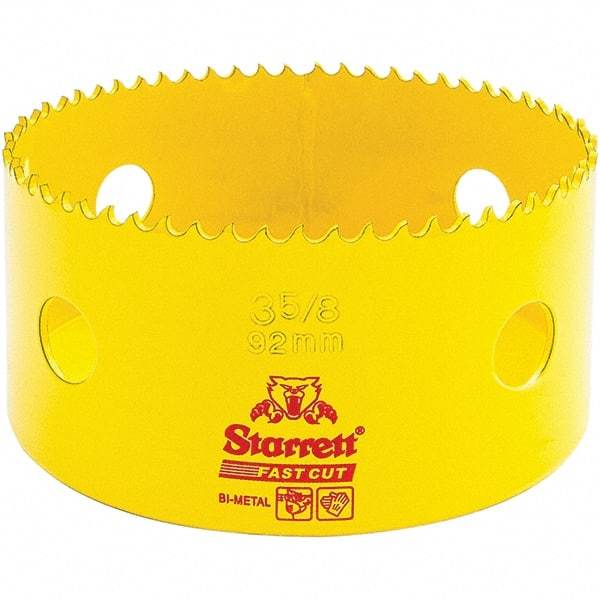 Starrett - 3-5/8" Diam, 1-5/8" Cutting Depth, Hole Saw - High Speed Steel Saw, Toothed Edge - Best Tool & Supply