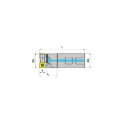 Indexable Square-Shoulder End Mill:  C491.125.R.0309B150EF,  1.2500'' Cut Dia,  0.2360'' Max Depth of Cut,  1.2500'' Shank Dia,  Weldon Flat Shank Uses  3,  Normal Pressure,