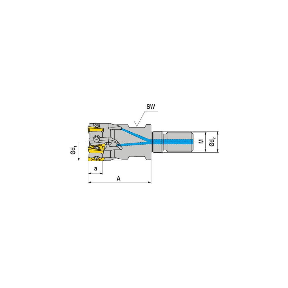 Indexable Square-Shoulder End Mill:  G211.16.R.04-07,  8.0000'' Shank Dia,  8.00 mm Modular Connection,  Modular Shank Uses  4,  Normal Pressure,  27.00 mm OAL