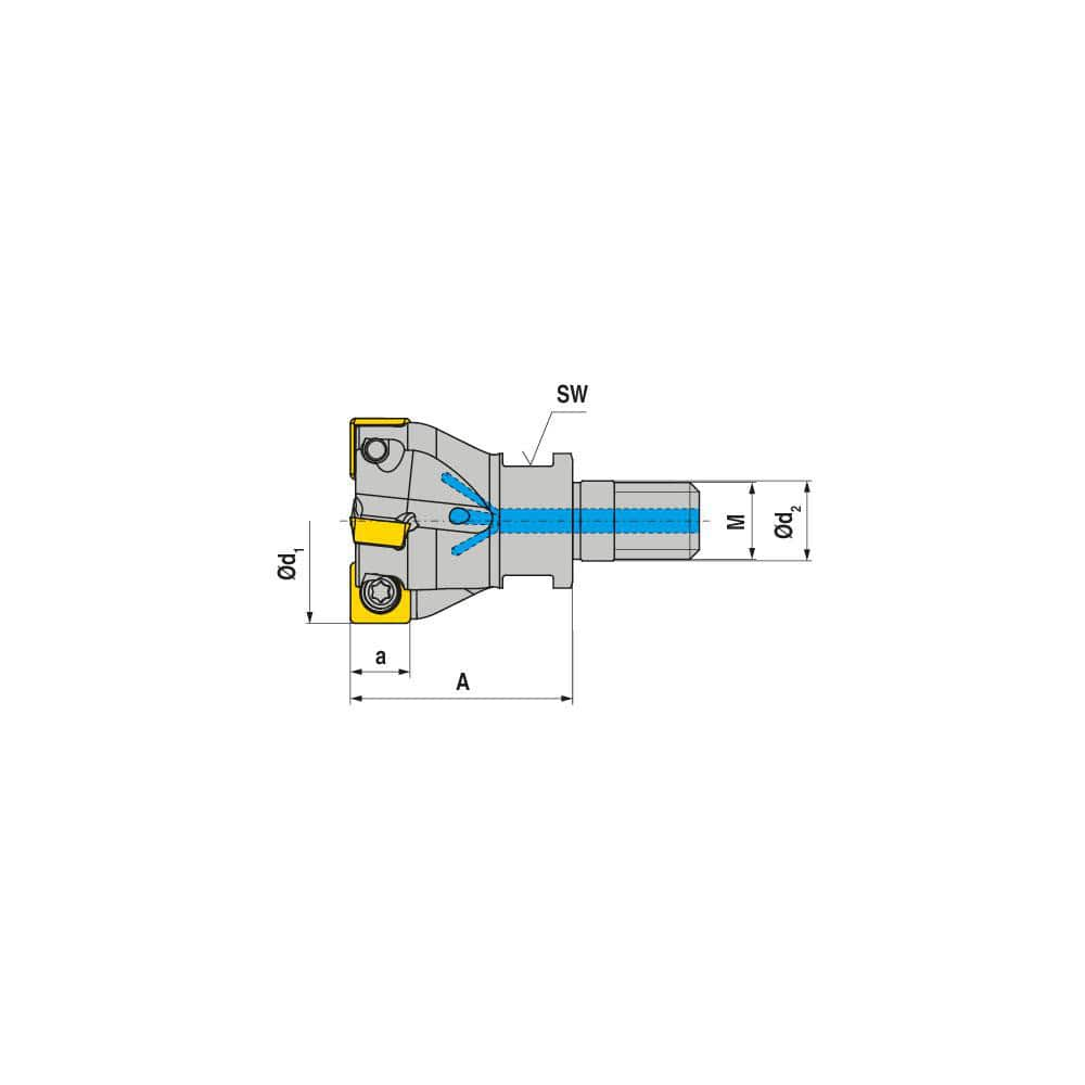 Indexable Square-Shoulder End Mill:  G490.32.R.04-09,  16.0000'' Shank Dia,  16.00 mm Modular Connection,  Modular Shank Uses  4,  Normal Pressure,  225.00 mm OAL